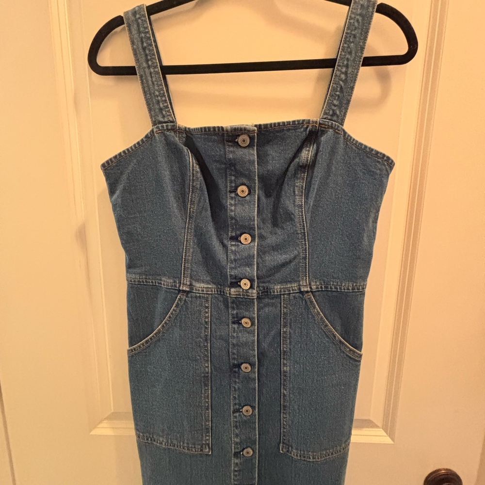 Abercrombie & Fitch Blue Denim Button-Front Sundress
